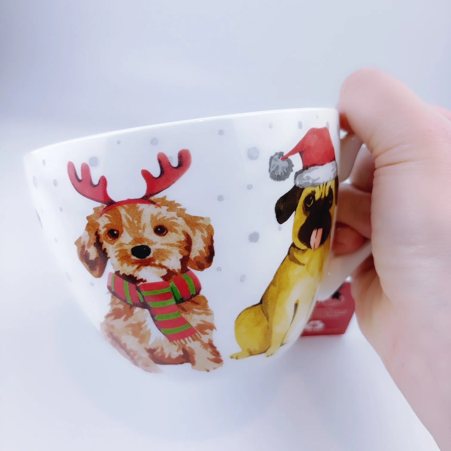 Portobello By Design Puppy In Christmas Deco Bone China XL Coffee Mug Tea Cup 20 oz