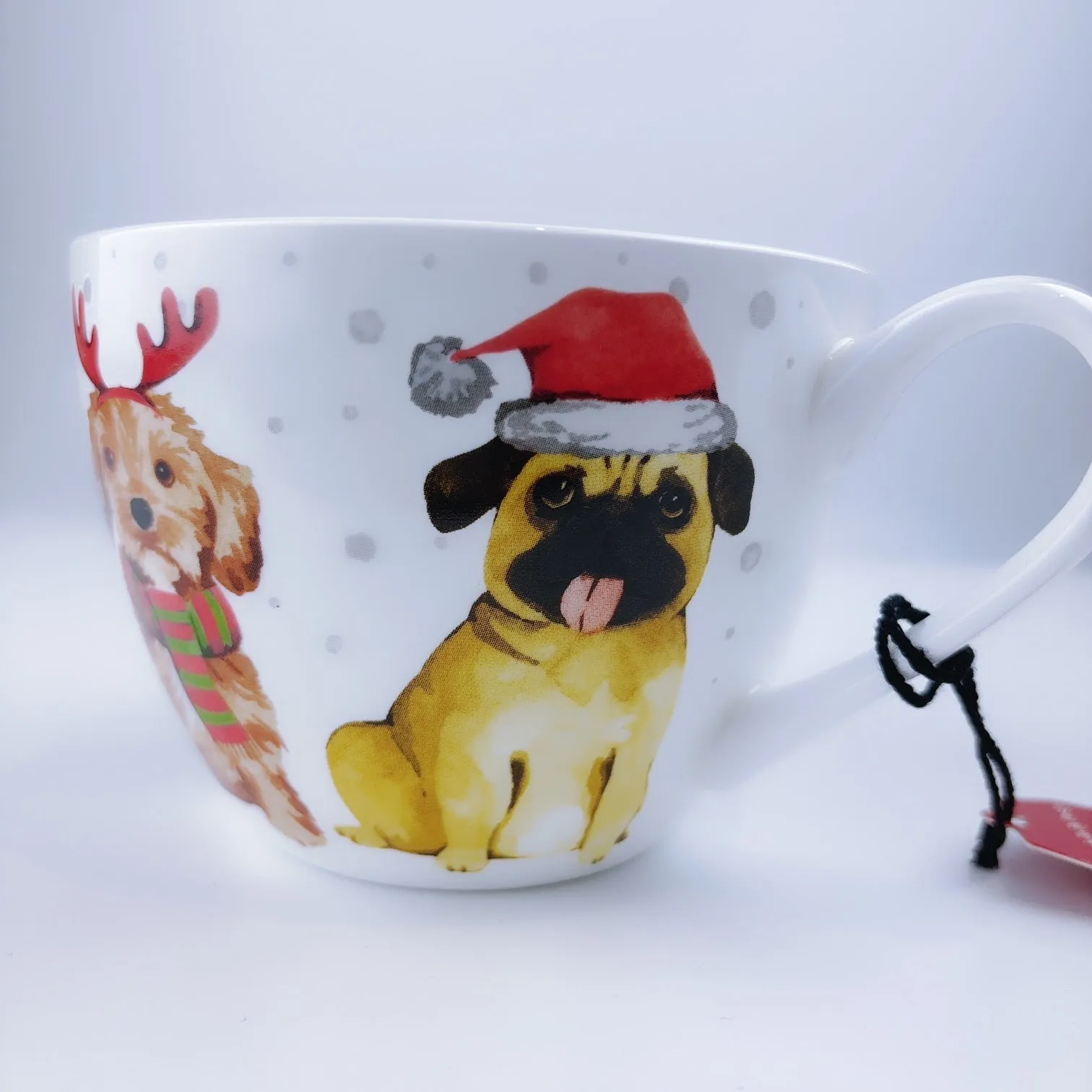 Portobello By Design Puppy In Christmas Deco Bone China XL Coffee Mug Tea Cup 20 oz