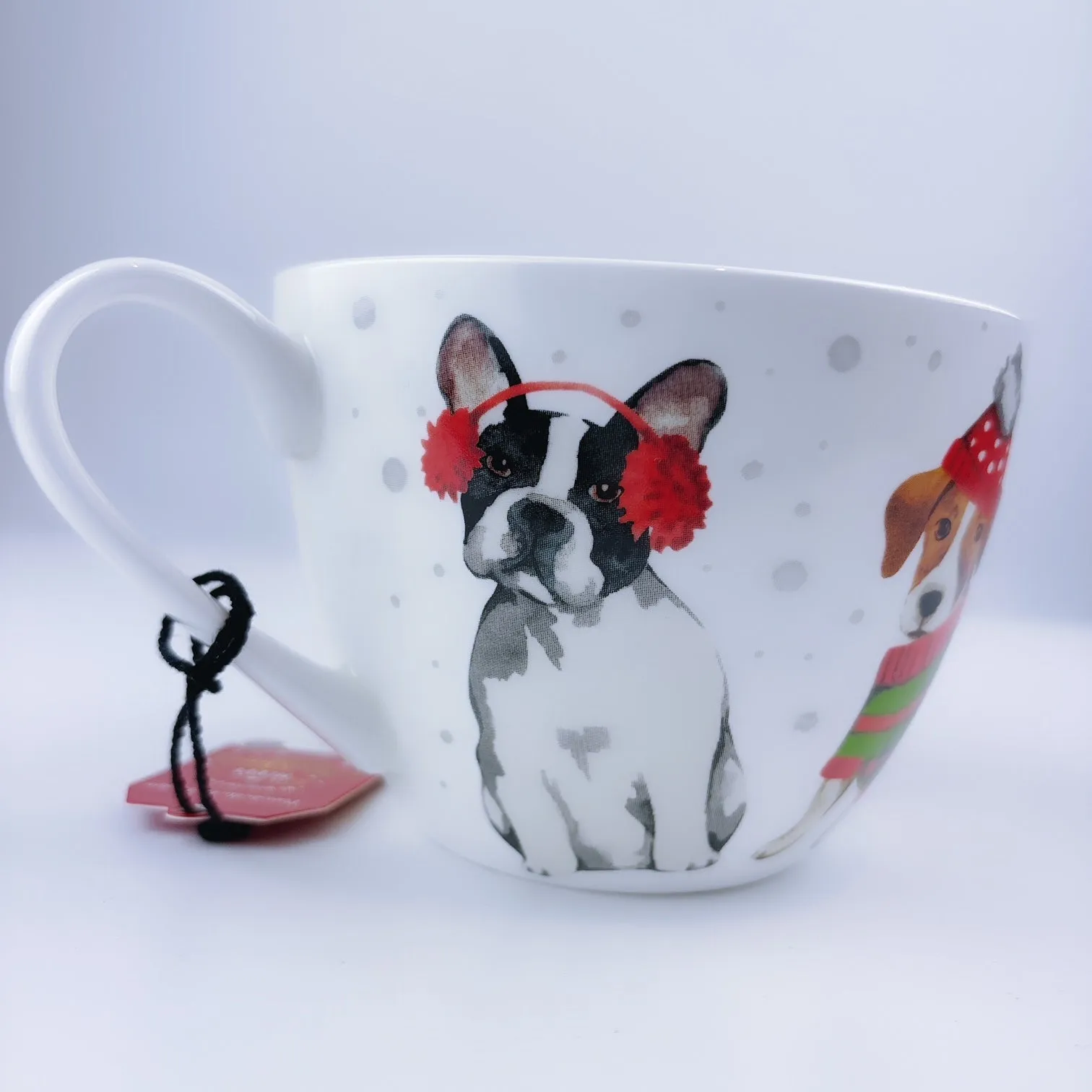 Portobello By Design Puppy In Christmas Deco Bone China XL Coffee Mug Tea Cup 20 oz