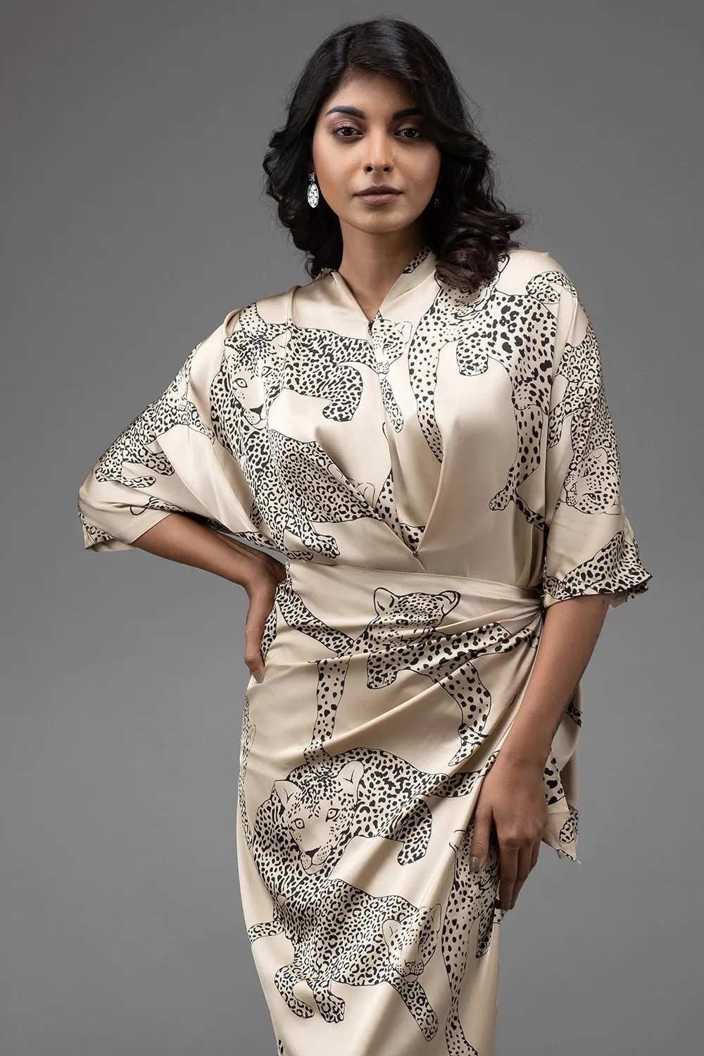 Premium Silk Printed Wrap Dress