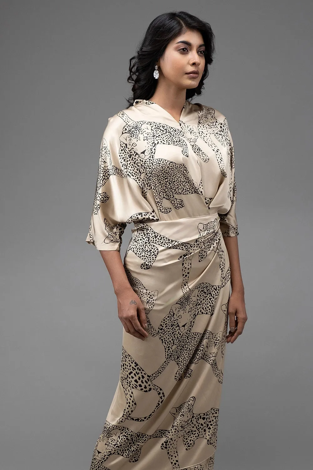 Premium Silk Printed Wrap Dress