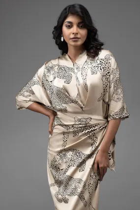 Premium Silk Printed Wrap Dress