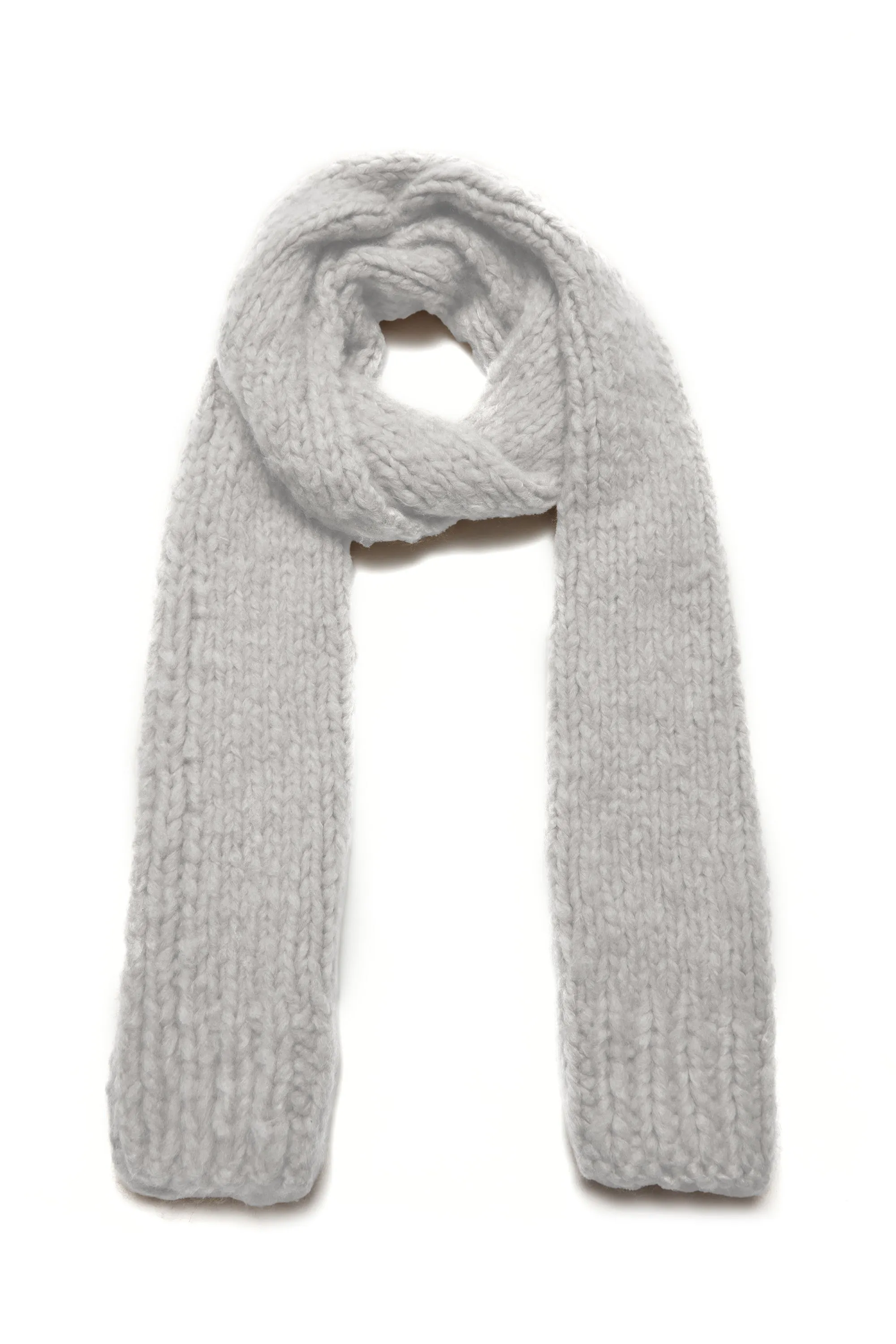 Pyke Knit Scarf in Heather Grey Welfat Cashmere