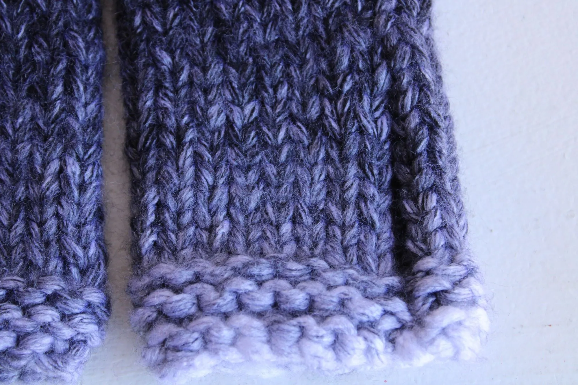 "Winter Ash" Hand Knit Fingerless Gloves, Armwarmers in Ombre Black, Gray and White