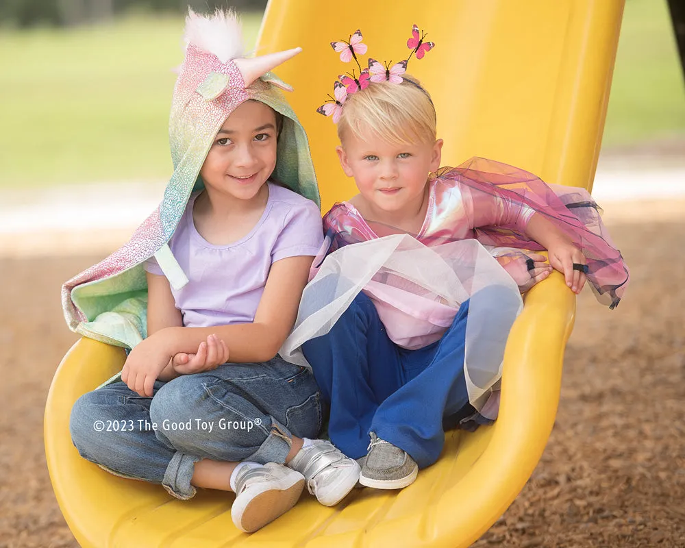 Rainbow Reversible Unicorn Dragon Cape Size 5-6