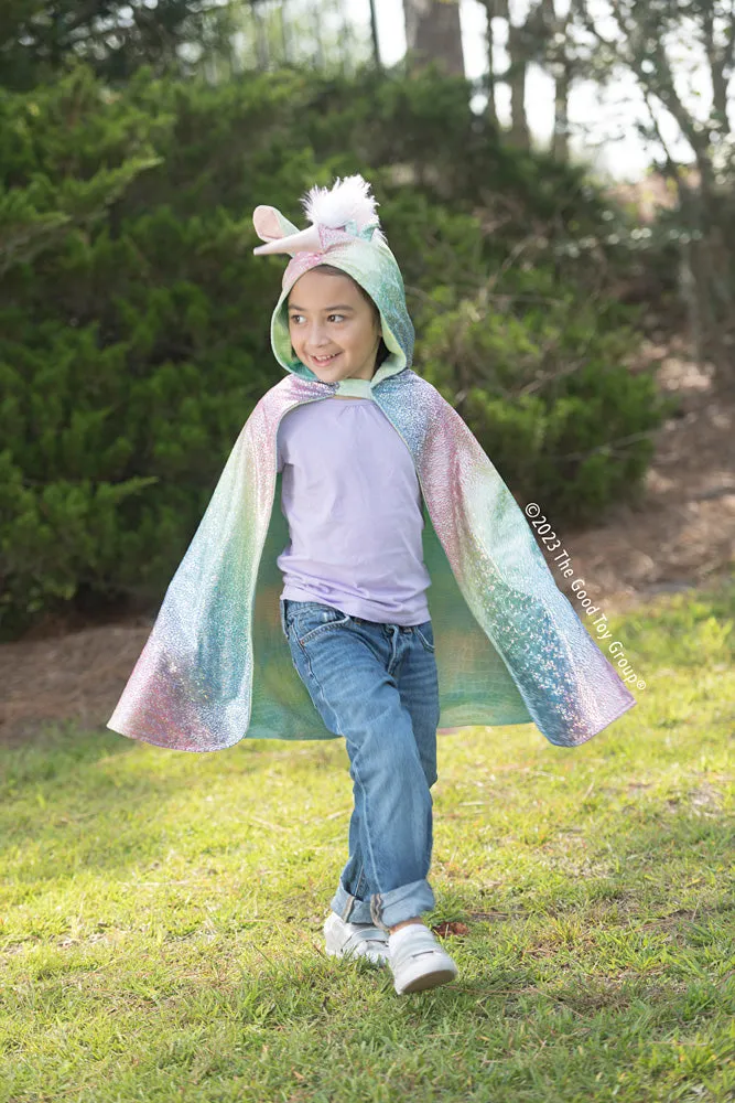 Rainbow Reversible Unicorn Dragon Cape Size 5-6