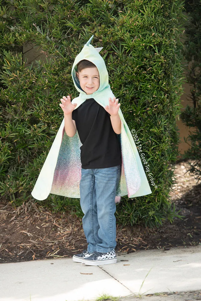 Rainbow Reversible Unicorn Dragon Cape Size 5-6