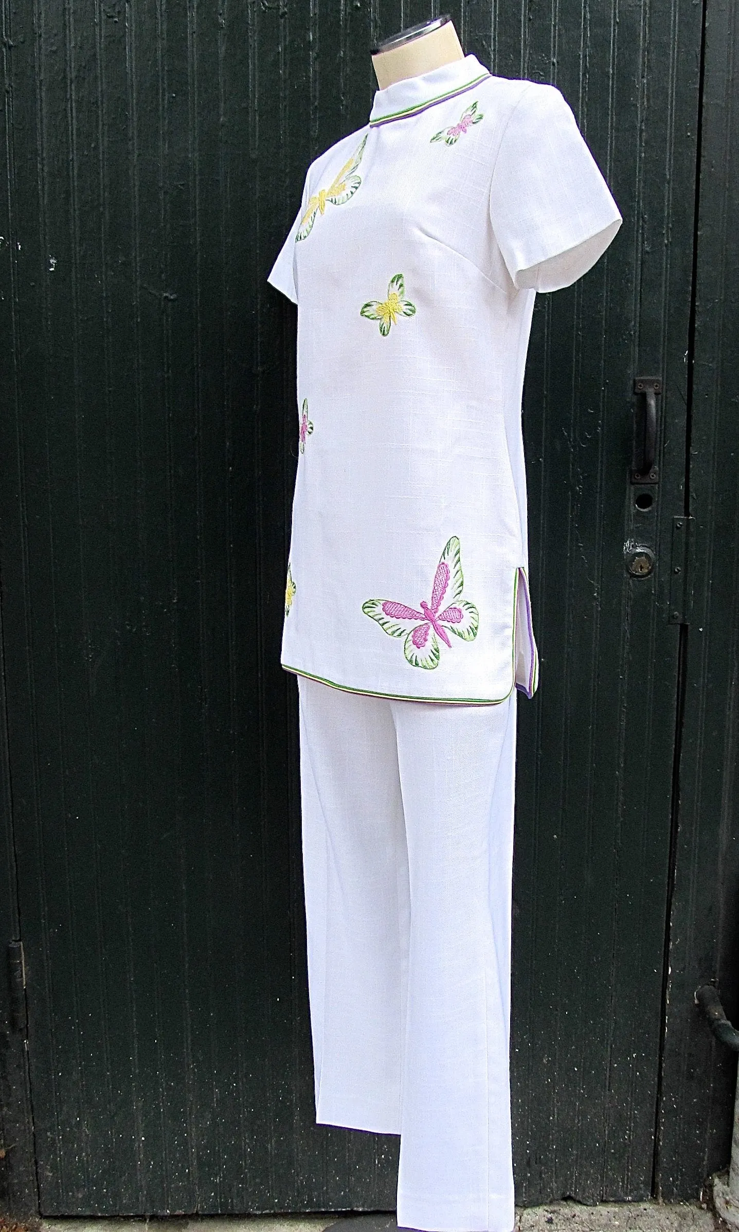 RESORT READY 1960s R&K Originals Butterfly Aplique Dead Stock Pants Set, Sz Small