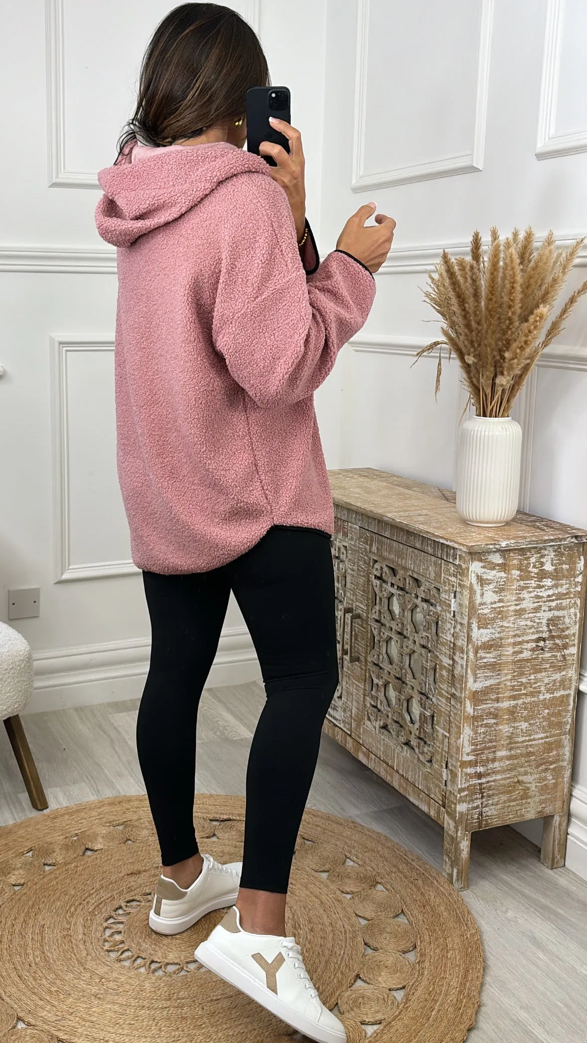 Ruth Blush Teddy Half Zip Pullover