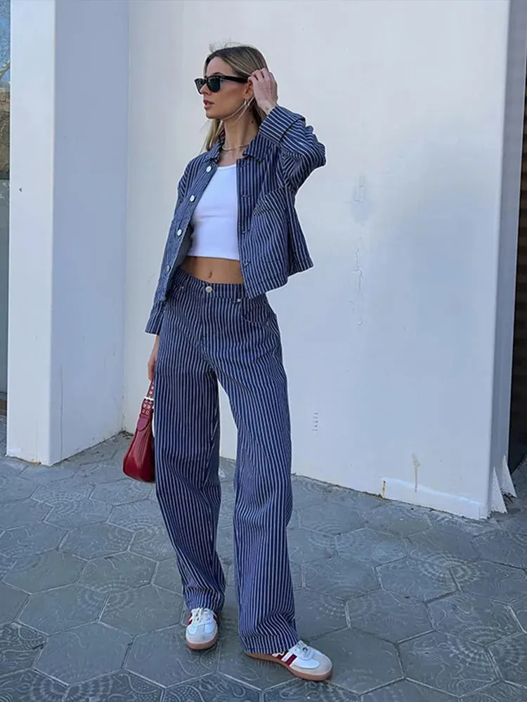 Sawyer - Striped denim jeans and jacket