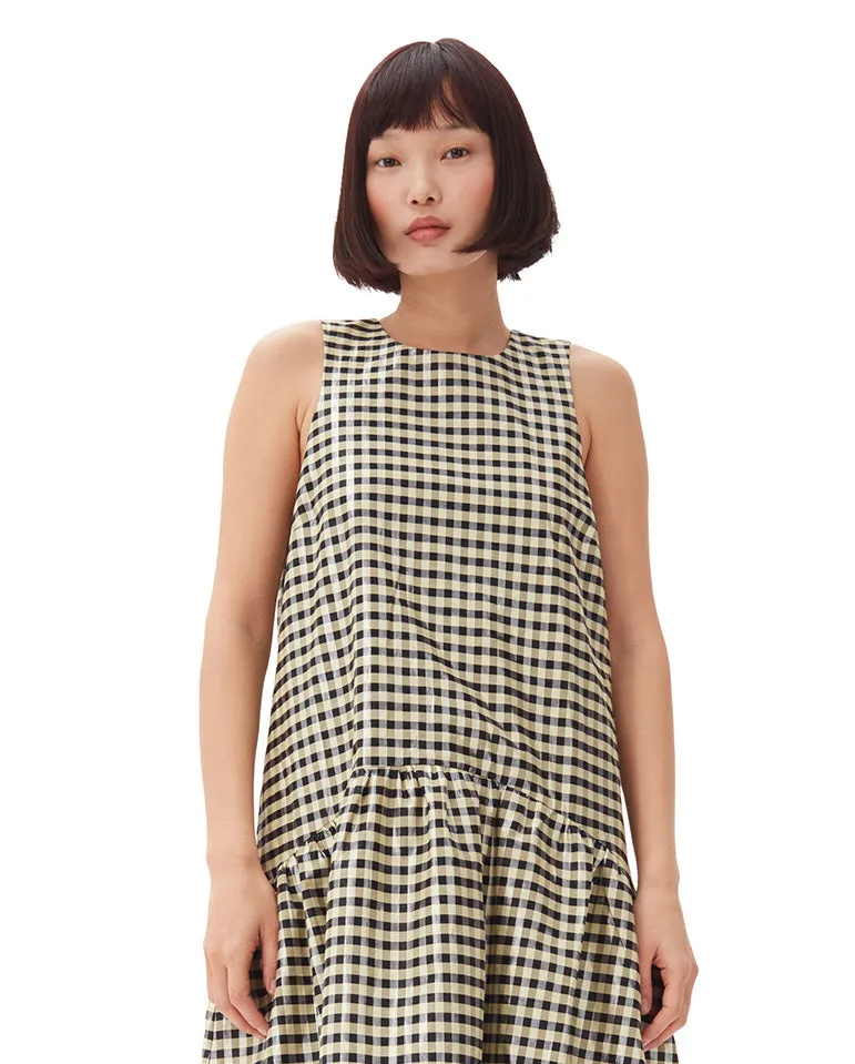 Shiny Check Jacquard dress lemon icing