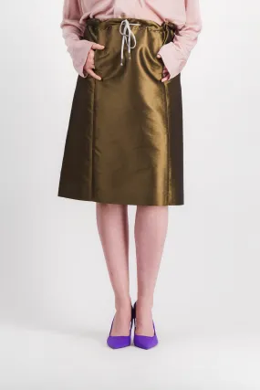 Shiny straight midi skirt