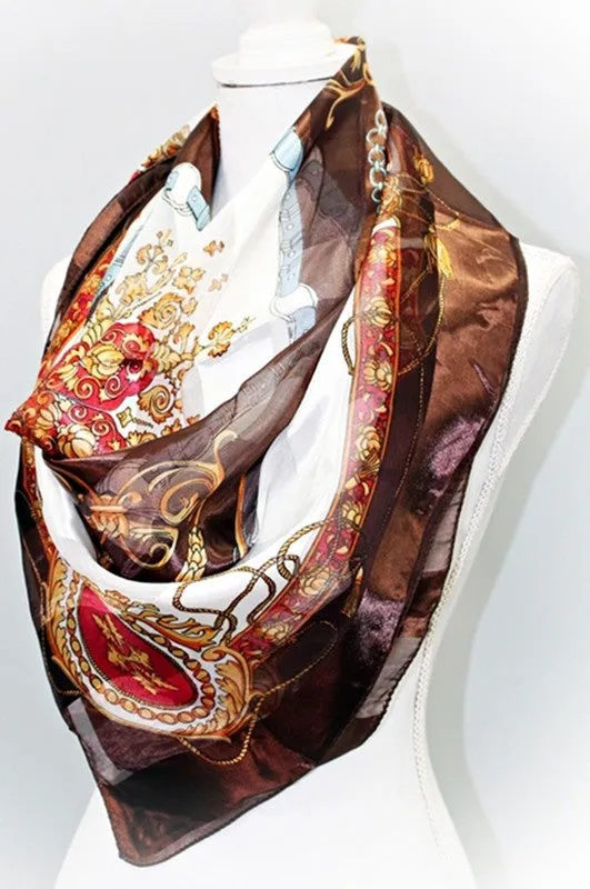 Silk Scarf Women's Fashion Pattern Large Squar Polyester Headscarf