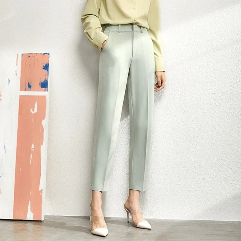 Solid Blazer High Waist Pants Suit