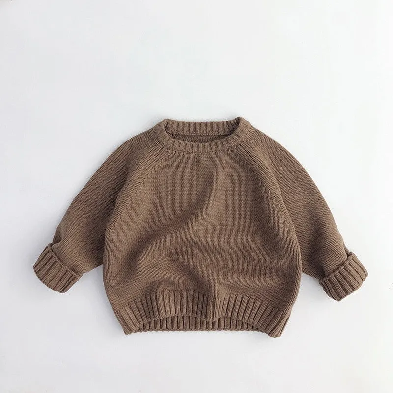 Solid Long-Sleeved Vintage Sweater