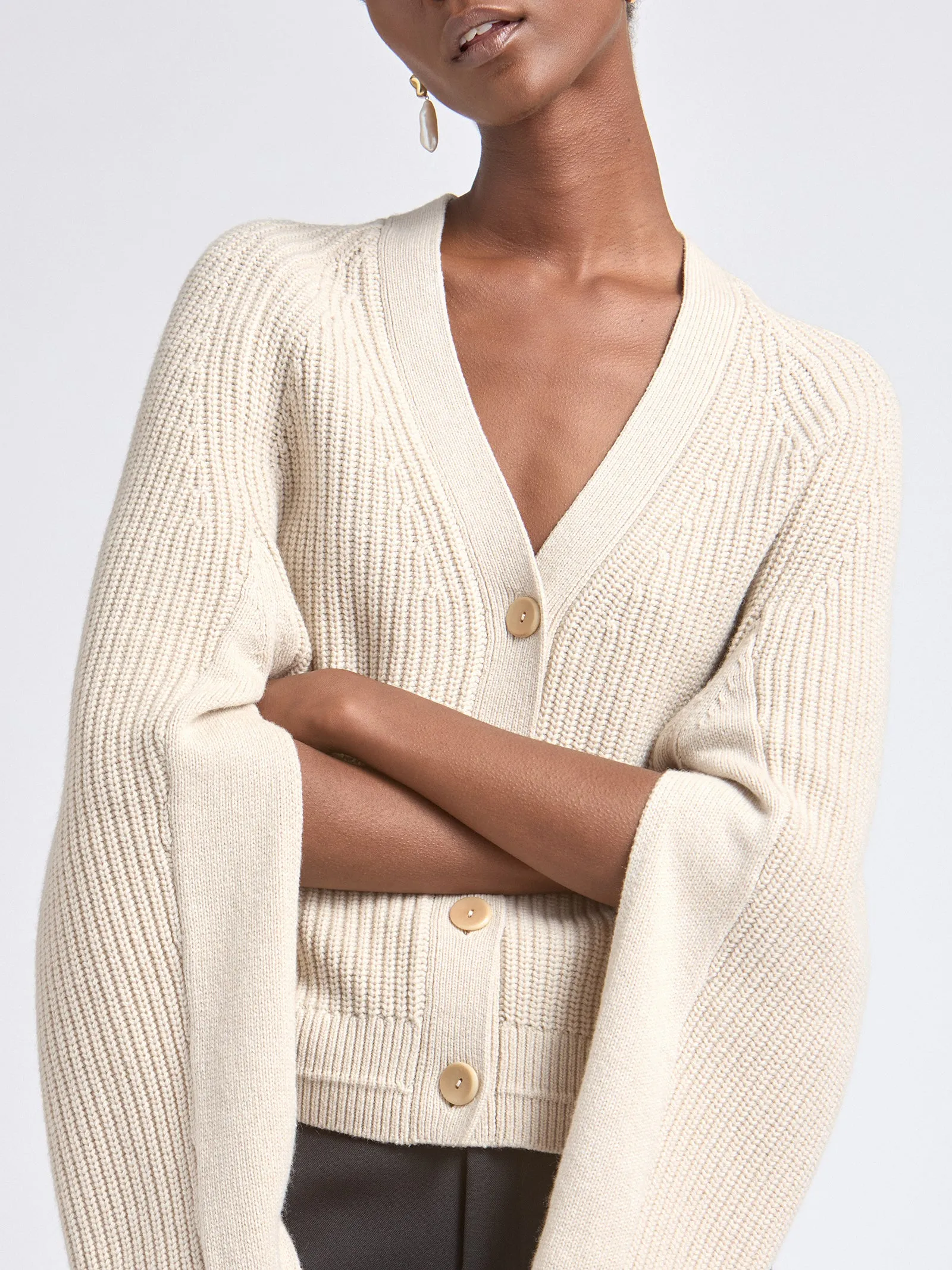 Split Sleeve Cocoon Cardigan in Crema