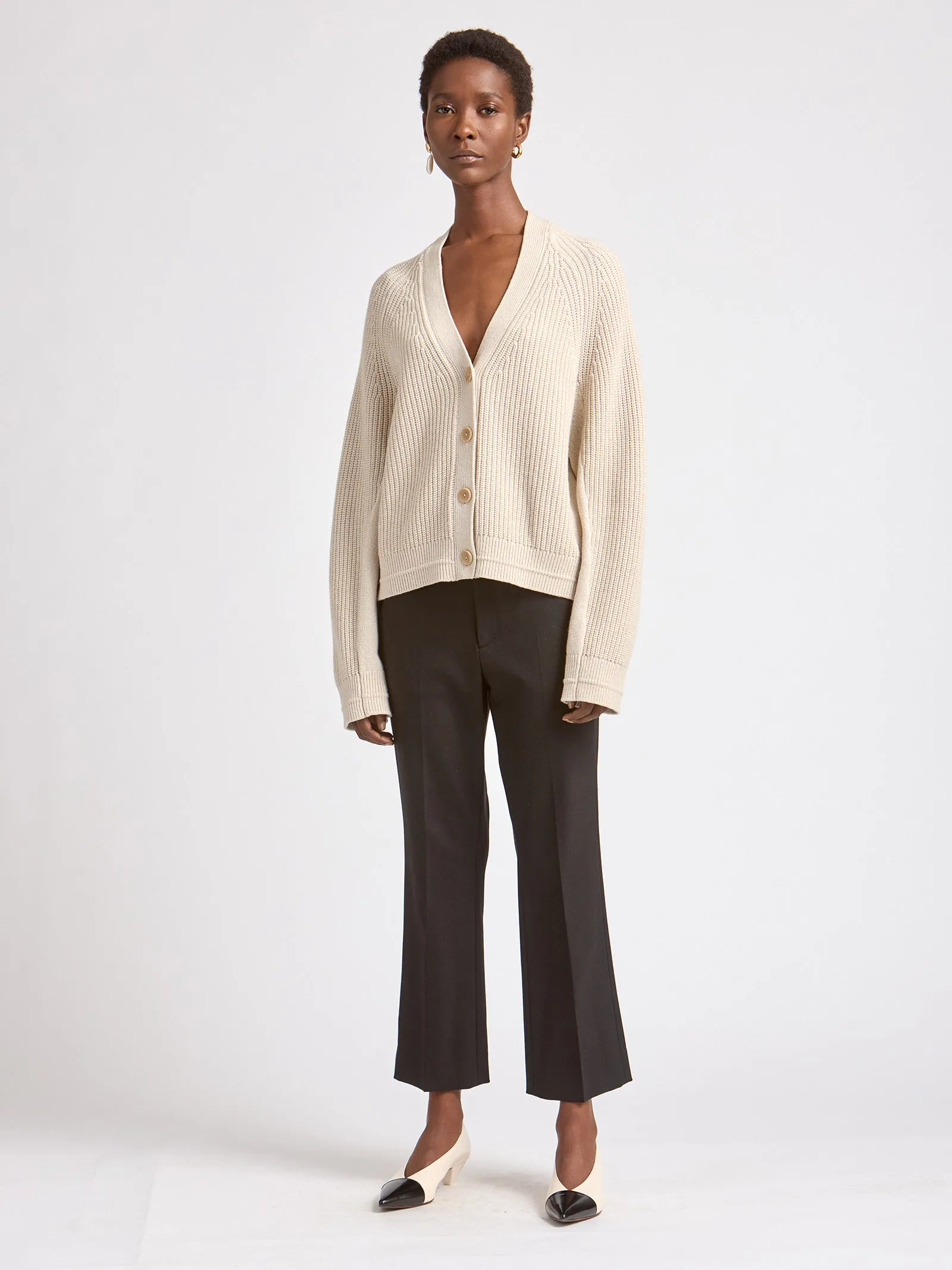 Split Sleeve Cocoon Cardigan in Crema