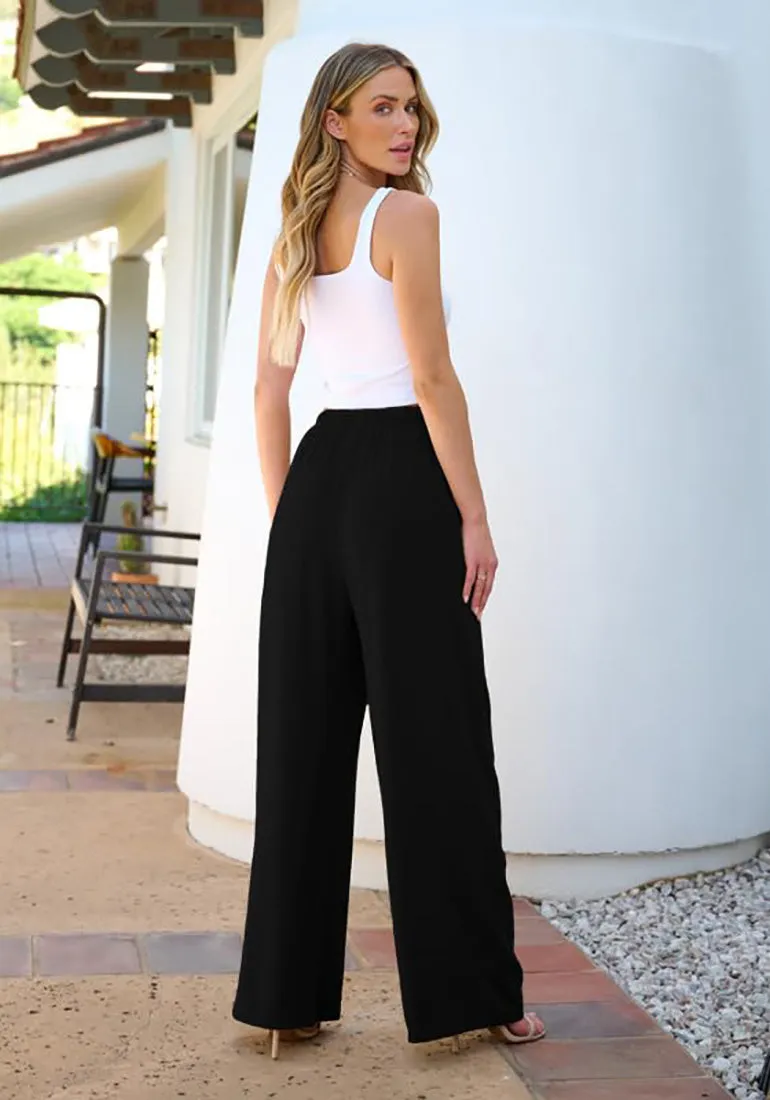 Taupe Relaxed Fit High Waisted Elastic Waist Wide Leg Drawstring Pocket Pant