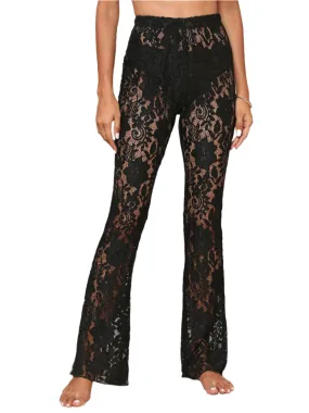 TEEK - Black Lace High Waist Swim Pants