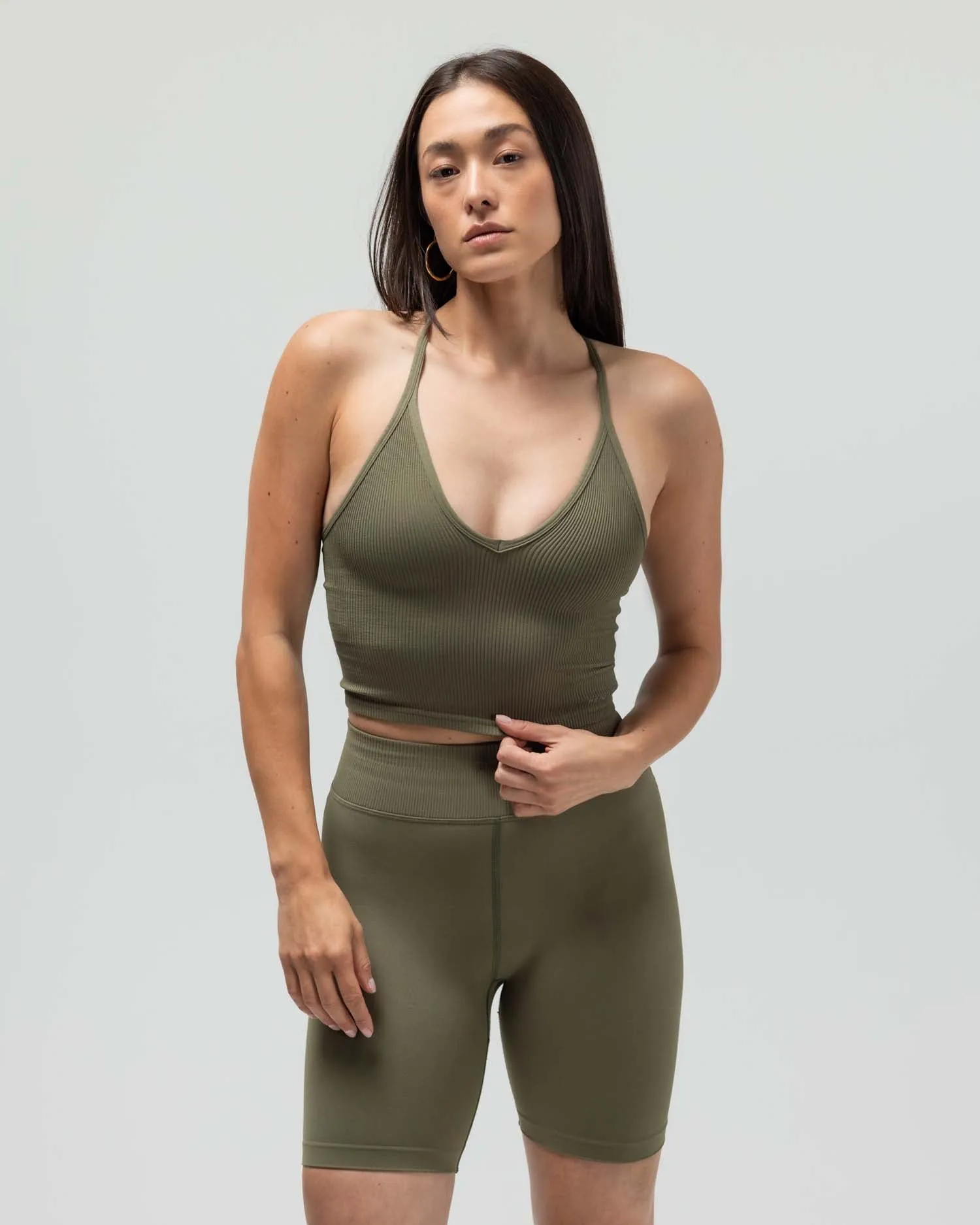 THE CROP RACERBACK V-NECK TANK TOP