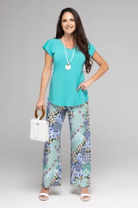 Tiles Wide Leg Jersey Palazzo Pants