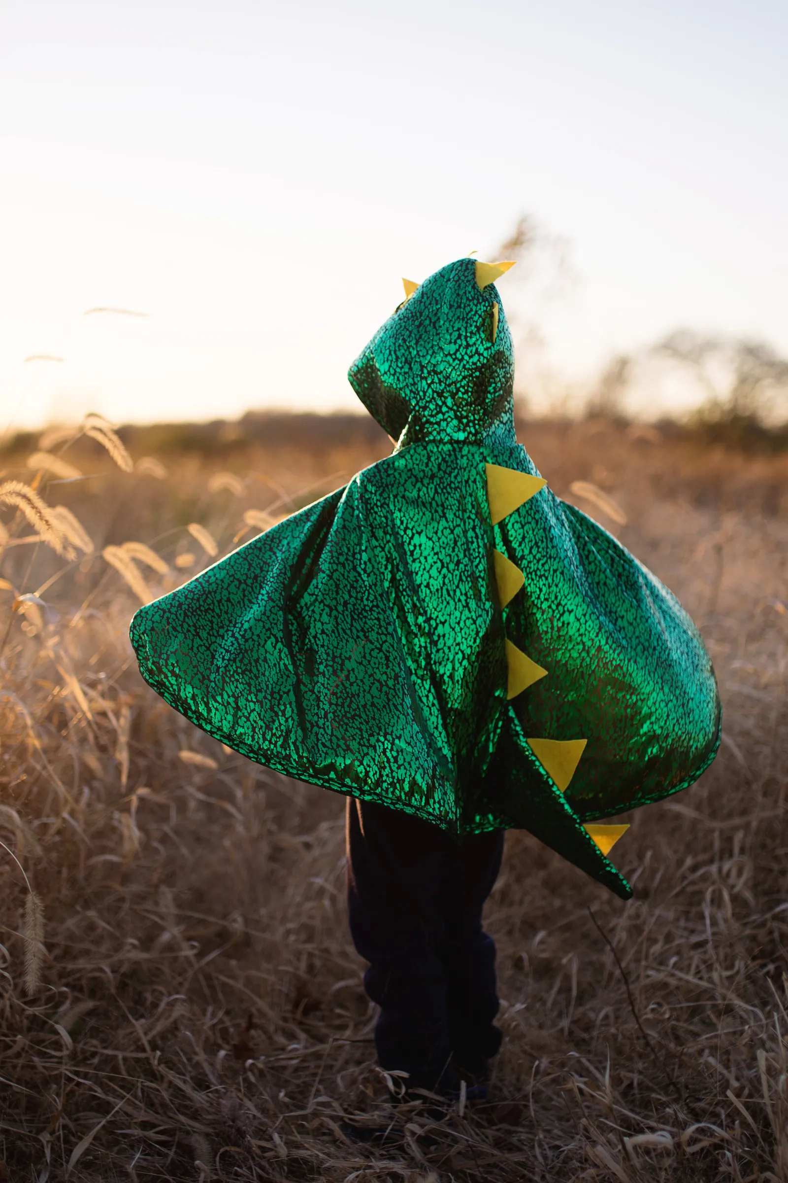 Toddler Dragon Cape Green Metallic