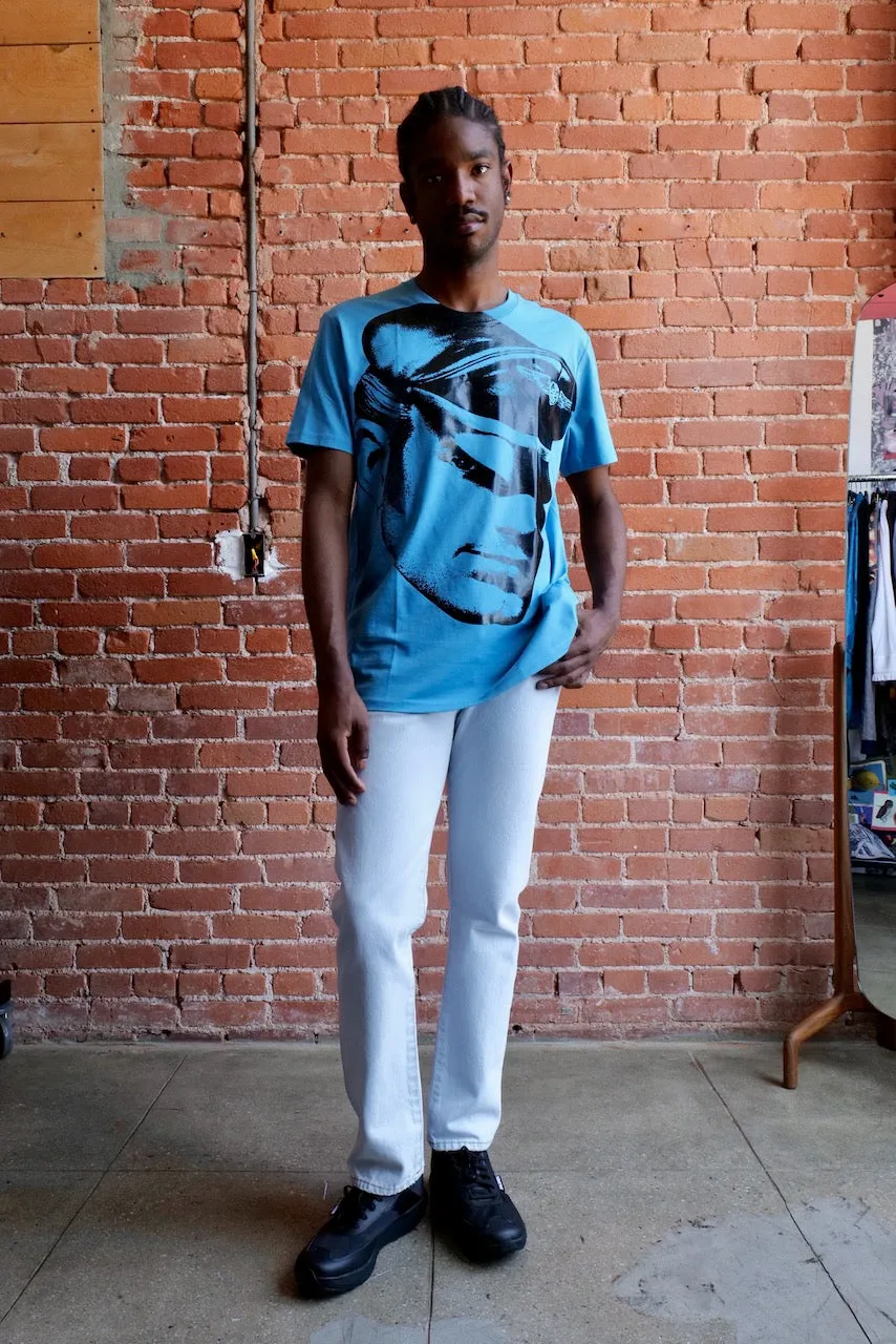 TOM OF FINLAND x WE ARE SPASTOR BIKER HEAD TEE - SEA BLUE