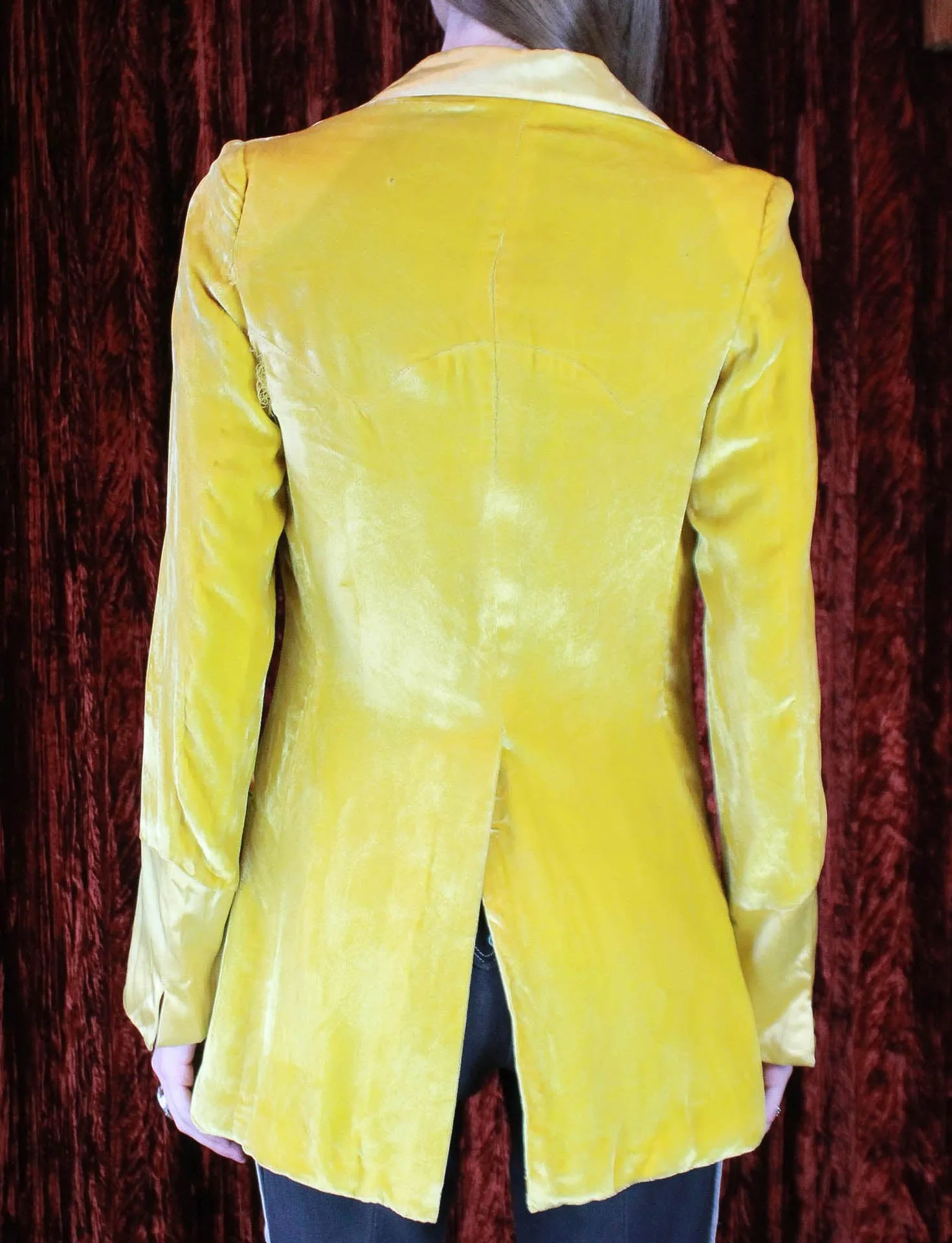 Vintage 1970 Granny Takes A Trip Edgar Winter Yellow Velvet Blazer - XS/S