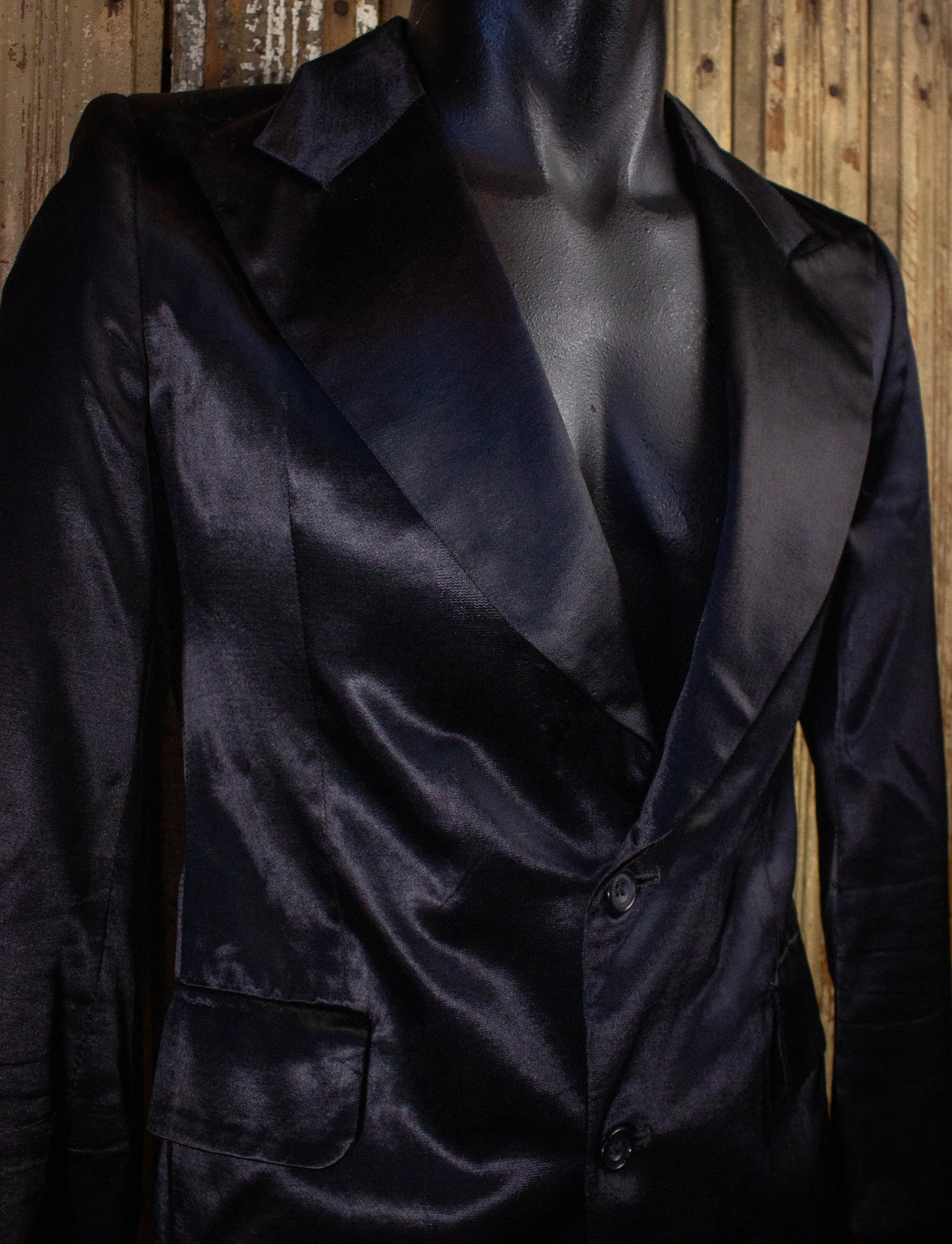 Vintage Jumping Jack Flash Black Satin Blazer 70s Small