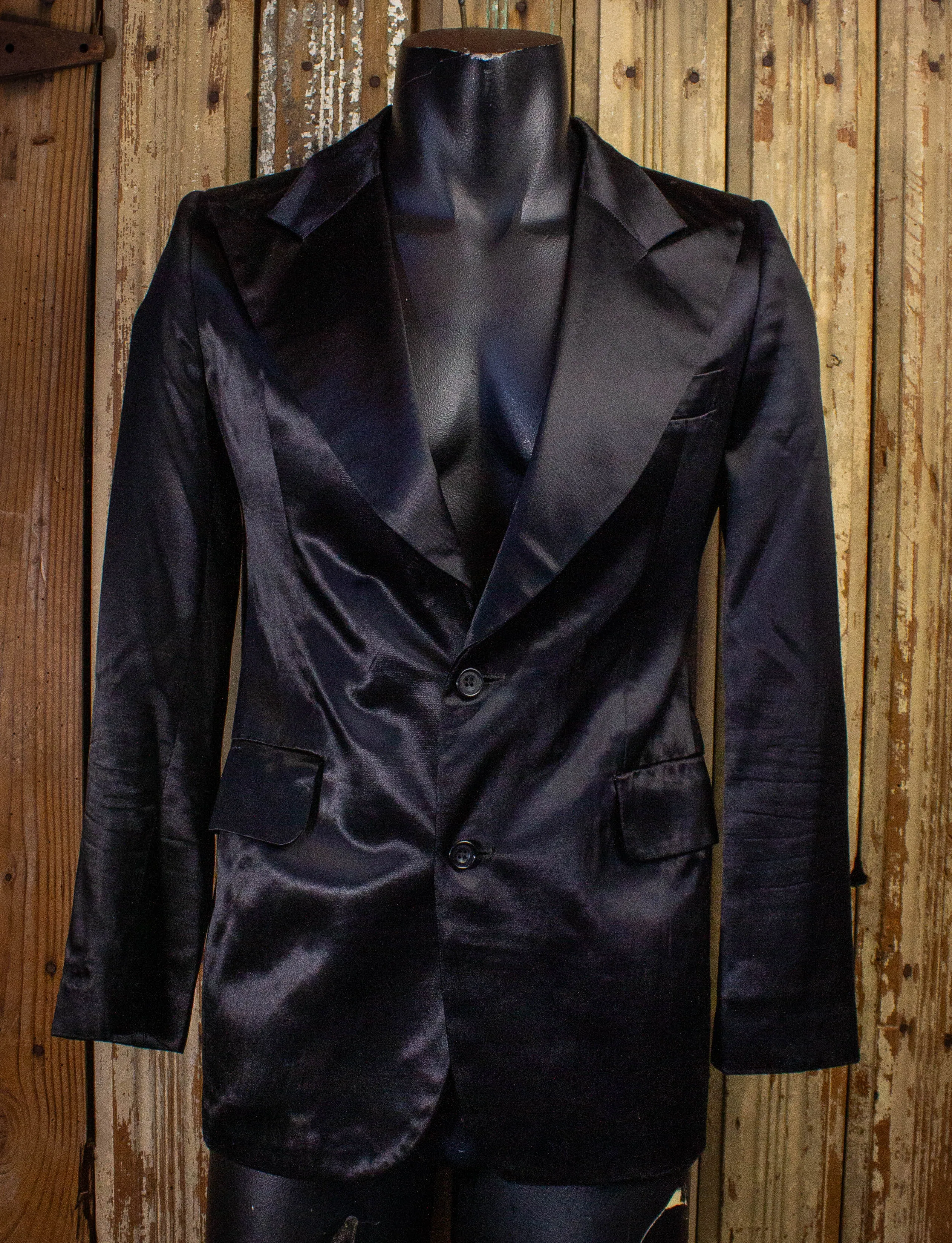 Vintage Jumping Jack Flash Black Satin Blazer 70s Small