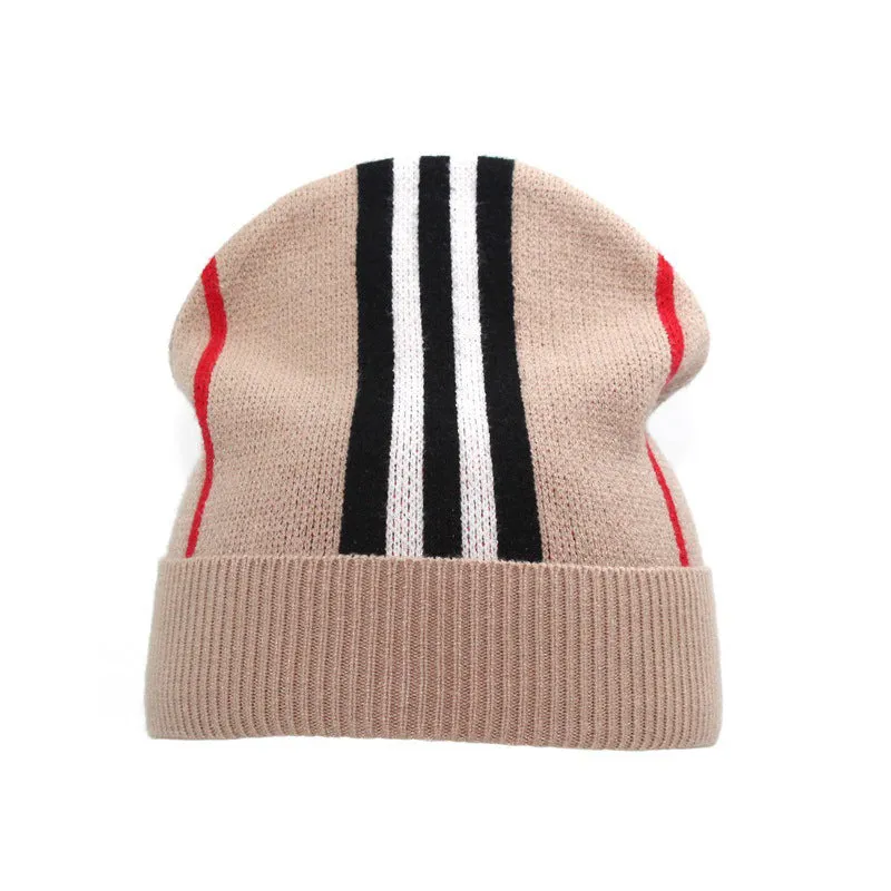 Winter Striped Fashion Letter Windproof Warm Knitted Hat