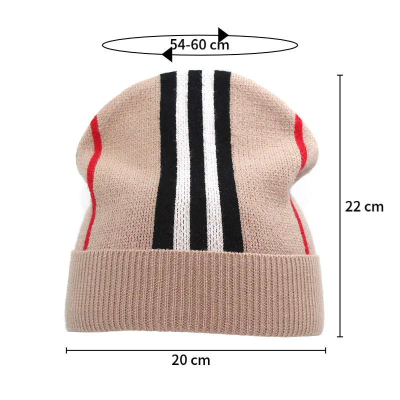 Winter Striped Fashion Letter Windproof Warm Knitted Hat