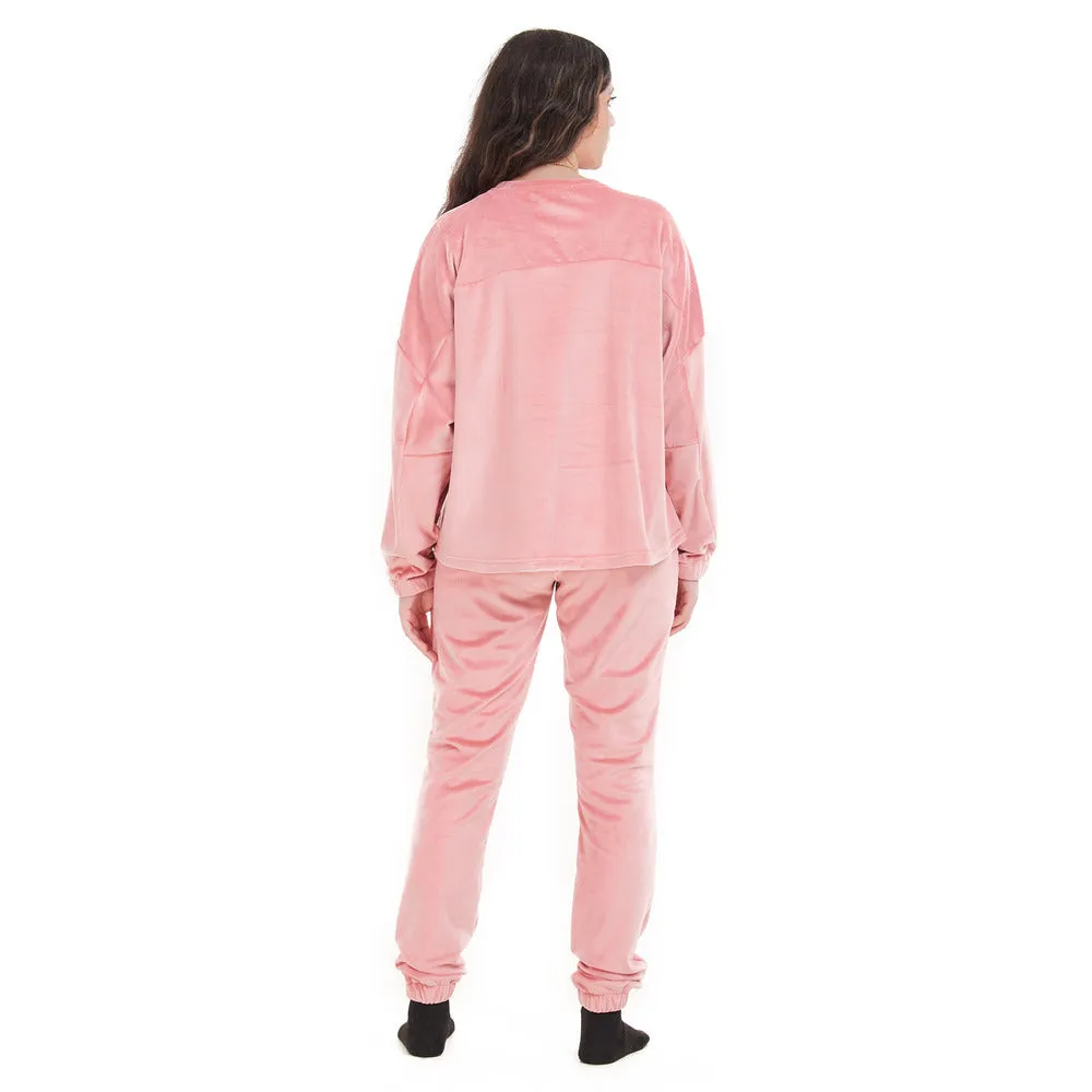 Women Winter Pajama Set Pink Sweatshirt   Pants