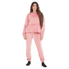 Women Winter Pajama Set Pink Sweatshirt   Pants