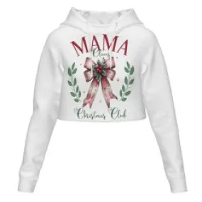 Women's All Over Print Cropped Hoodie Mama Christmas Club Hooded hoodie