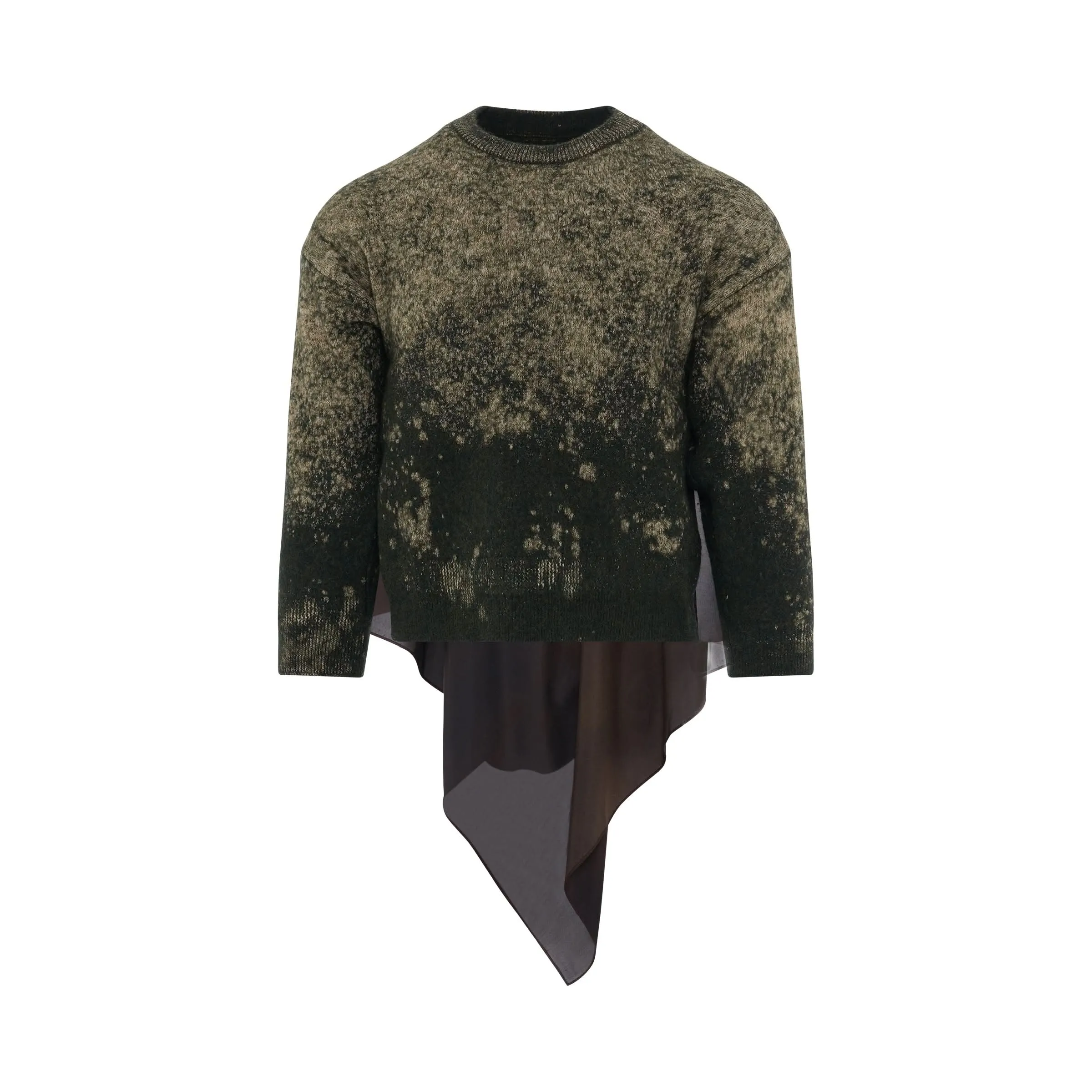 Wool Blend Long Sleeve Pullover in Dark Green