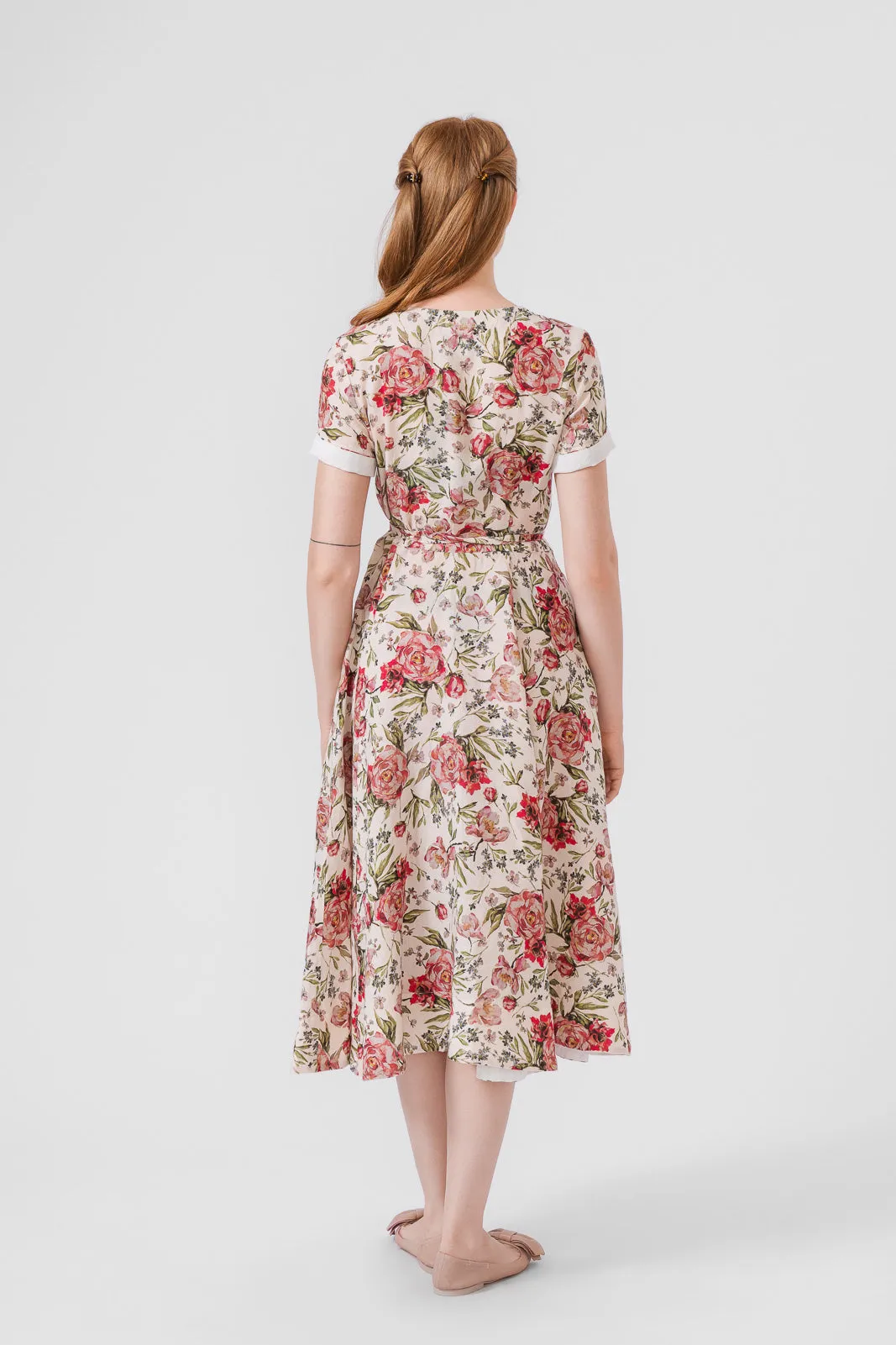 Wrap Dress, Short Sleeve, Rosy Dream