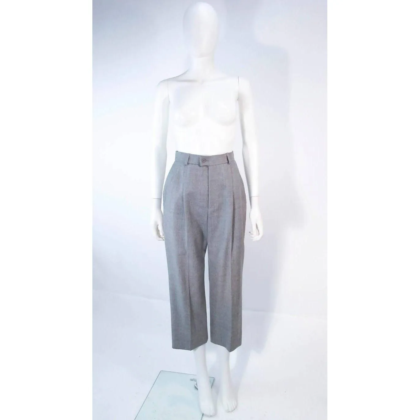 YVES SAINT LAURENT Grey Wool Trouser Set | Size 40