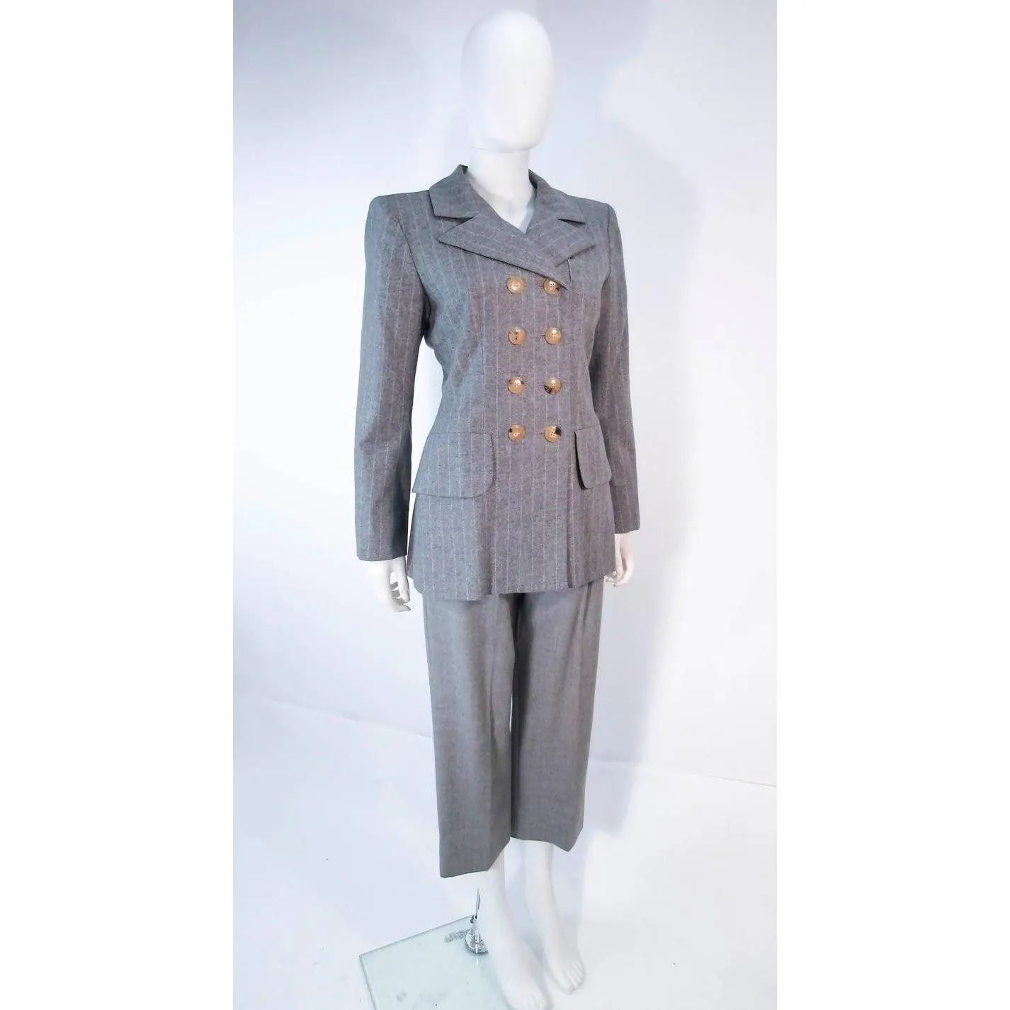 YVES SAINT LAURENT Grey Wool Trouser Set | Size 40